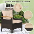 thumbnail image 4 of KOTEK 3-Piece Patio Furniture, Outdoor Conversation Set with Removable Cushions, Acacia Wood Tabletop and Armrests, PE Rattan Wicker Bistro Set for Porch, Balcony, Backyard (Beige), 4 of 17