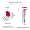 thumbnail image 5 of Rosec Jewels Lab Grown Ruby Bridal Ring Set with Moissanite | AAAA Quality 7x10 mm Pear Shaped Engagement Ring and Wedding Band, 925 Sterling Silver, US 4.00, 5 of 8