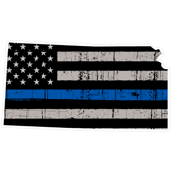 Kansas State (V17) Thin Blue Line Vinyl Decal Sticker Car/Truck Laptop/Netbook Window