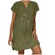 thumbnail image 1 of Vestido de cáñamo de bambú con estampado de cobertura suelta y cuello en V retro vintage de manga corta para mujer Pompotops  ghjkhdj17504, 1 of 4
