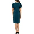 thumbnail image 3 of MODA NOVA Junior's Casual A-Line Short Puff Sleeves Summer V Neck Midi Dress, 3 of 5