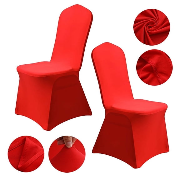 Nvzi-c 2pcs Chair Covers Universal Stretch Washable Fitted Dining Room Chair Covers Protector for Wedding, Holidays, Banquet, Party, Celebration 17.71*17.7*35.43inch Light Red