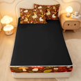 thumbnail image 4 of Homewish Kawaii Rabbit Animals Zipper Twin Comforter Sets with Fitted Sheet and 2 Pillowcases,Rustic Plant Mushrooms Zipper Bedding Set,Brown,Black Reversible,4pcs, 4 of 8