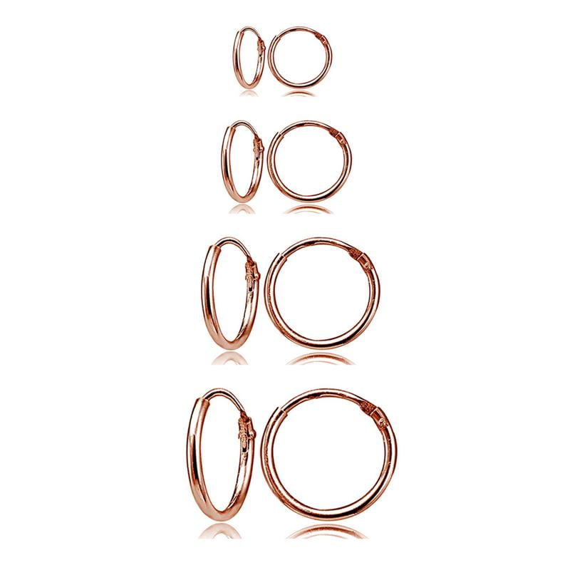 25mm Thin Lightweight Hoop Earrings Yellow Gold Flash Rose Gold Flash Sterling Silver 1 Pair 1mm Set