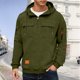 thumbnail image 1 of pstuiky camisetas de manga larga para hombre, Sudadera con capucha, cremallera de un cuarto y múltiples bolsillos de manga larga de color liso para hombre Tops de hombre xxxxxl, 1 of 4