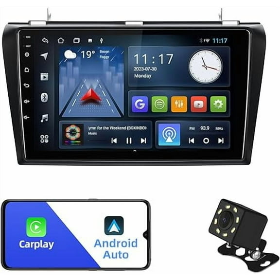 2 32G 9-Inch Android 10 Double Din Car Stereo for Mazda 3 2004-2009 IPS Touchscreen