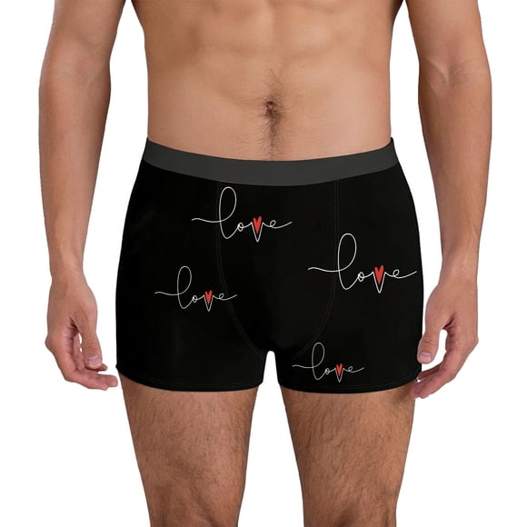 KHONTS Valentine's Day Boxer Brief for Men Custom Personalized Photo Underwear Soft Cotton Breathable Underpants Gift for Husband Boyfriend 02-Black XXL