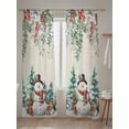 thumbnail image 5 of Winter Christmas Sheer Curtains 96 Inch Long 2 Panels, Snowman Berry Squirrel Tree Pine Cone Linen Light Filtering Rod Pocket Semi Sheer Curtains, Sheer Voile Drapes for Living Room Bedroom, 52"x96", 5 of 5