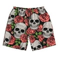 thumbnail image 4 of Bixox Men's Skull and Roses printing Casual Classic Fit Short Summer Beach Shorts, 4 of 6