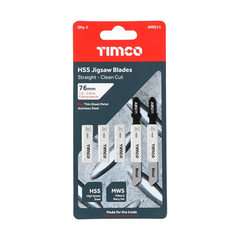 Timco - Jigsaw Blades - Metal Cutting - HSS Blades (Size T118A - 5 Pieces)
