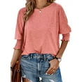 thumbnail image 2 of Half Sleeve Elastic Women Solid Color Summer T-Shirt Tops, 2 of 5
