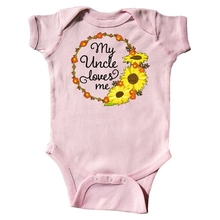 

Inktastic My Uncle Loves Me with Sunflower Wreath Gift Baby Boy or Baby Girl Bodysuit