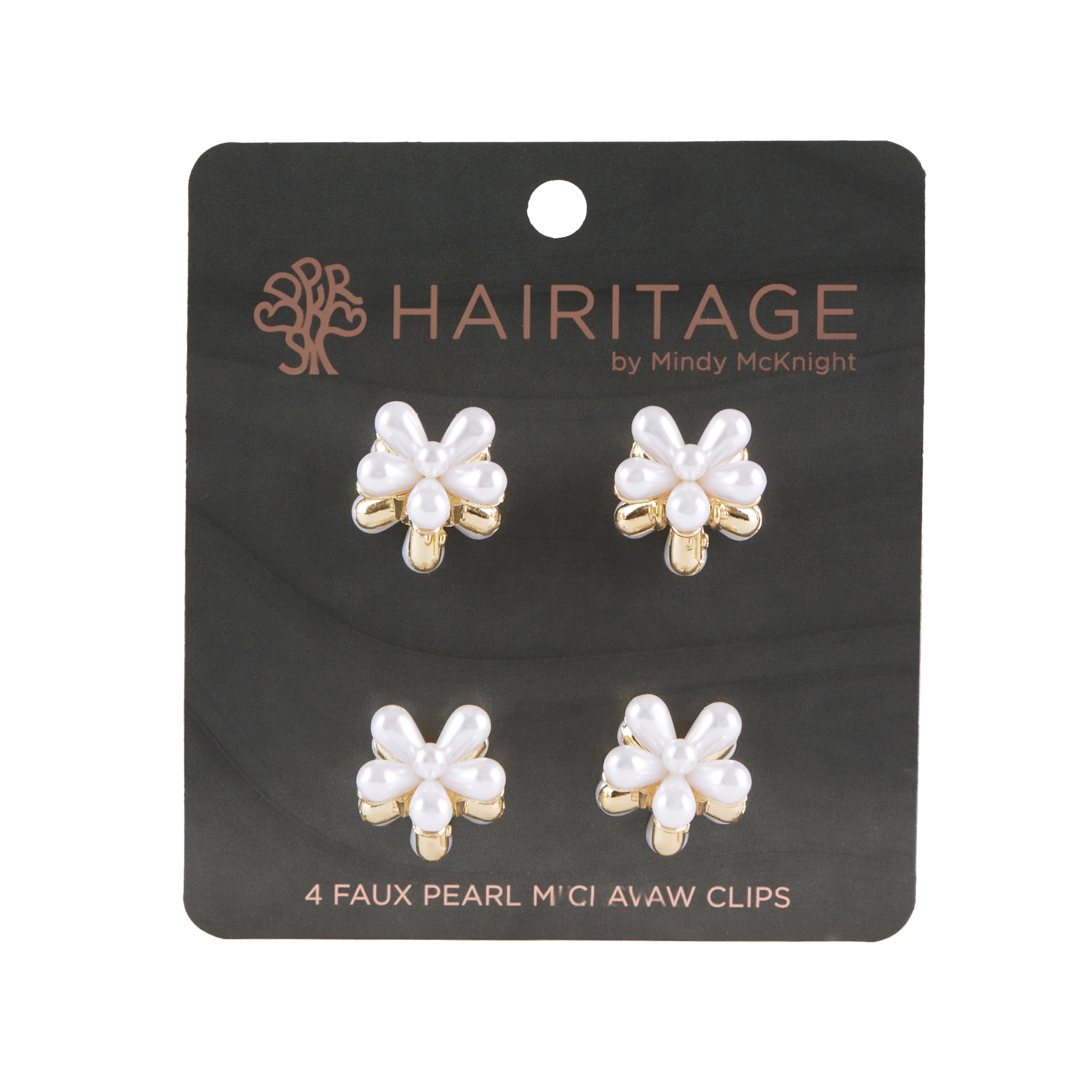 Hairitage Large Pearl Mini Claw Hair Clips for Women & Girls | for All Hair Types Banana Clip Barrettes | French Butterfly Hair Clips, 4PC