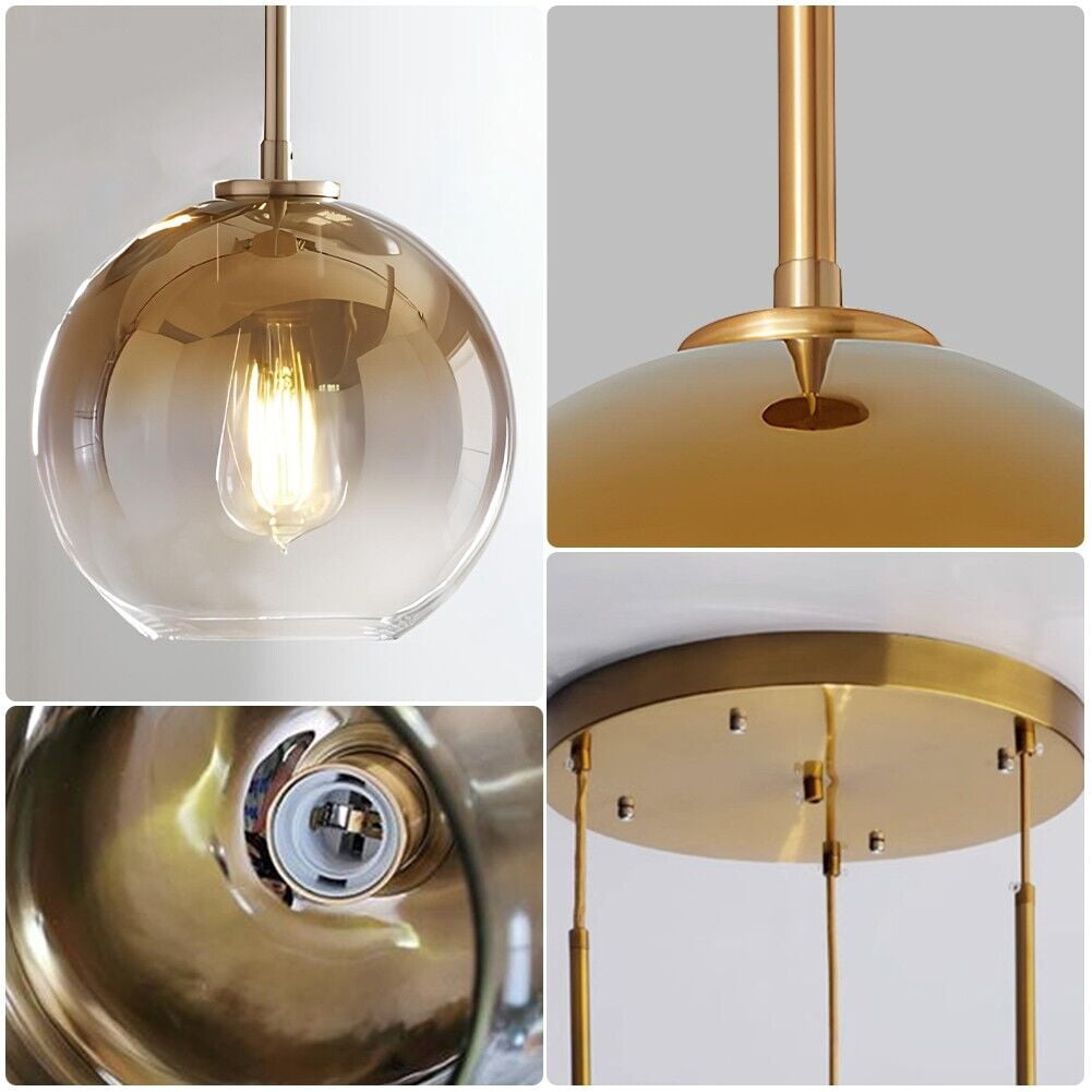 KPIBEST Modern Globe Pendant Light Fixtures 3-Light Vintage Industrial Hanging Ceiling Chandelier Ball Lamp for Kitchen Island Dining Room Bedroom Hallway Bar Cafe