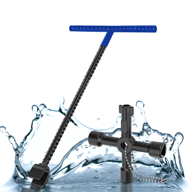 Llave mecánica para medidor de agua, 2 piezas de acero con llave de 40 cm y utilitario