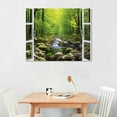 thumbnail image 2 of COMIO  Canvas Print Wall Art Window. Fake Window View Forest View Print. Stream Stone Green Woods Painting Decor for Home Walls, 2 of 4