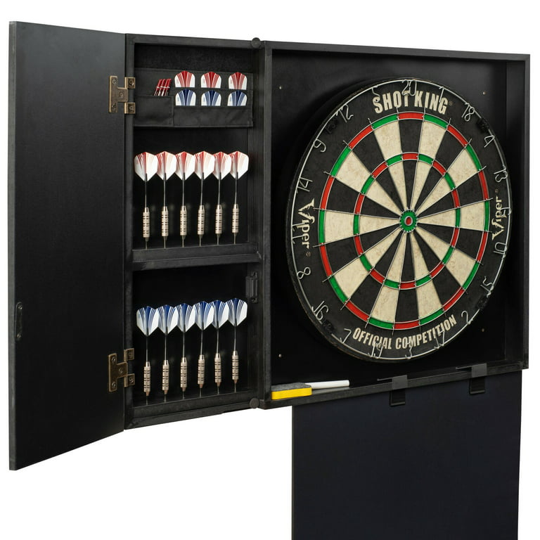 Bristle Dartboard and Cabinet Set with Darts, Store 4 sets of