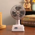 thumbnail image 2 of Retro Portable Table Fan, 100-Speed Digital Display, 90° Tilt USB Rechargeable Desk Fan with 1200mAh Battery, Compact Cooling Fan for Desktop, Office, Bedroom & Travel, 2 of 6