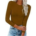 thumbnail image 1 of Qertyioot T-Shirt Blouse Basique Aguichant Moulante Extensible à Manches Longues pour Femme, Mode d'Automne, Hauts Unis, 1 of 7