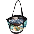 thumbnail image 5 of Hippocampus Canvas Leather Mix Tote Bag - Twill Sponge Jeanette Hand-held Shoulder Bag 30x10.5x39cm/11.8x4.1x15.4in, 5 of 5