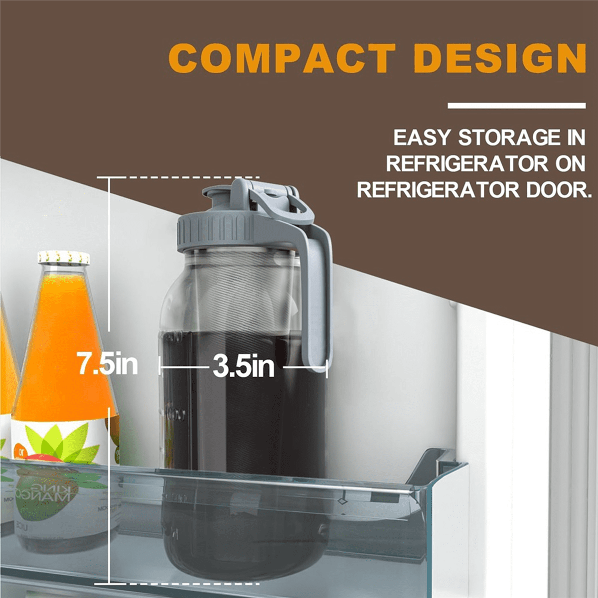 Cold Brew Coffee Maker 32Oz Cold Brew Pitcher with Stainless Steel Super Dense Filter for Iced Brew Coffee, Ice Tea-A