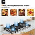 thumbnail image 5 of 36 Inch Gas Cooktop with Griddle, 5 Burners Gas Stove Top with Reversible Cast Iron Grill/Griddle, NG/LPG Convertible, Stainless Steel Propane Cooktop with Thermocouple Protection, 5 of 5
