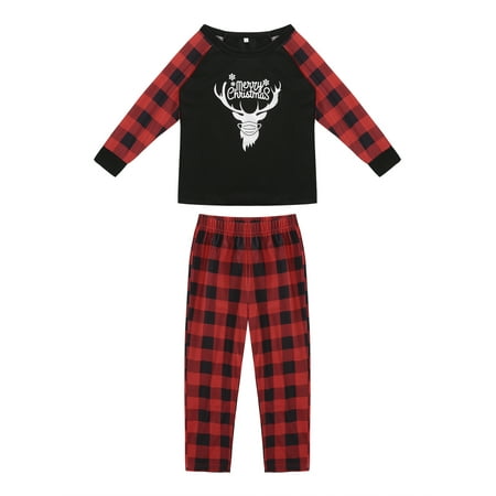 

Multitrust Christmas Family Parent-child Pajamas Pullover Jumpsuit Plaid Pants