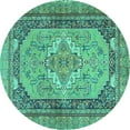 thumbnail image 1 of Ahgly Company Machine Washable Indoor Round Persian Turquoise Blue Traditional Area Rugs, 8' Round, 1 of 4