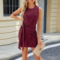 thumbnail image 5 of Womens Casual Dress Sleeveless Beach Sundress Bodycon Ruched Ruffle Hem Mini Dress Slim Fit Elegant Party Club Dresses, 5 of 8