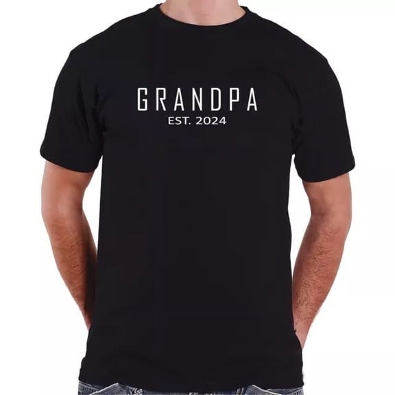 Retro Grandpa Est 2024 Men's T-Shirt New Grandfather Gift Minimalist Short Sleeve Tee Father's Day Present
