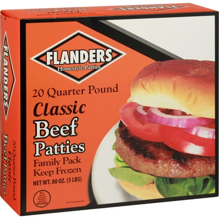 Flanders Beef Patties Family Pack Quarter Pounders, 5 Lb