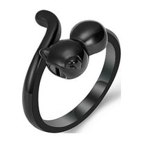 Constantlife Cut Cat Stainless Steel Finger Ring Pet Cremation Urns for Cat Ashes Jewellery Urn Ring