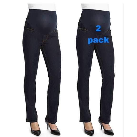 Times Two Overbelly Super Soft Straight Leg Five Pocket Maternity Jean 2-pack