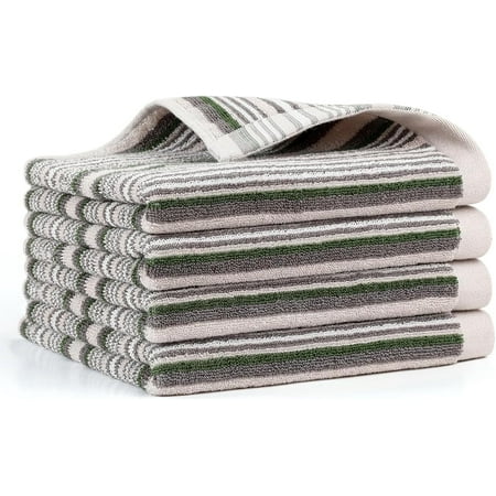 KKFEN-Premium Cotton Kitchen Dish Towels for Drying Dishes Large Long Kitchen Hand Towels Thick Highly Absorbent Dish Clothes Tea Towel Sets with Hanging Loop 16 X 26 4 Pcs Gray and Green KKFEN-Premium Cotton Kitchen Dish Towels for Drying Dishes Large Long Kitchen Hand Towels Thick Highly Absorbent Dish Clothes Tea Towel Sets with Hanging Loop 16 X 26 4 Pcs Gray and Green