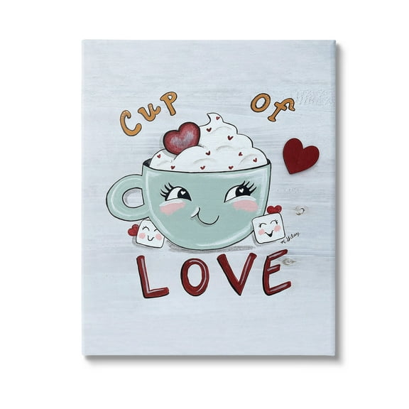 Stupell Industries Smiling Cup Of Love Food & Beverage Painting Gallery Wrapped Canvas Art Print Wall Art, 16 x 20