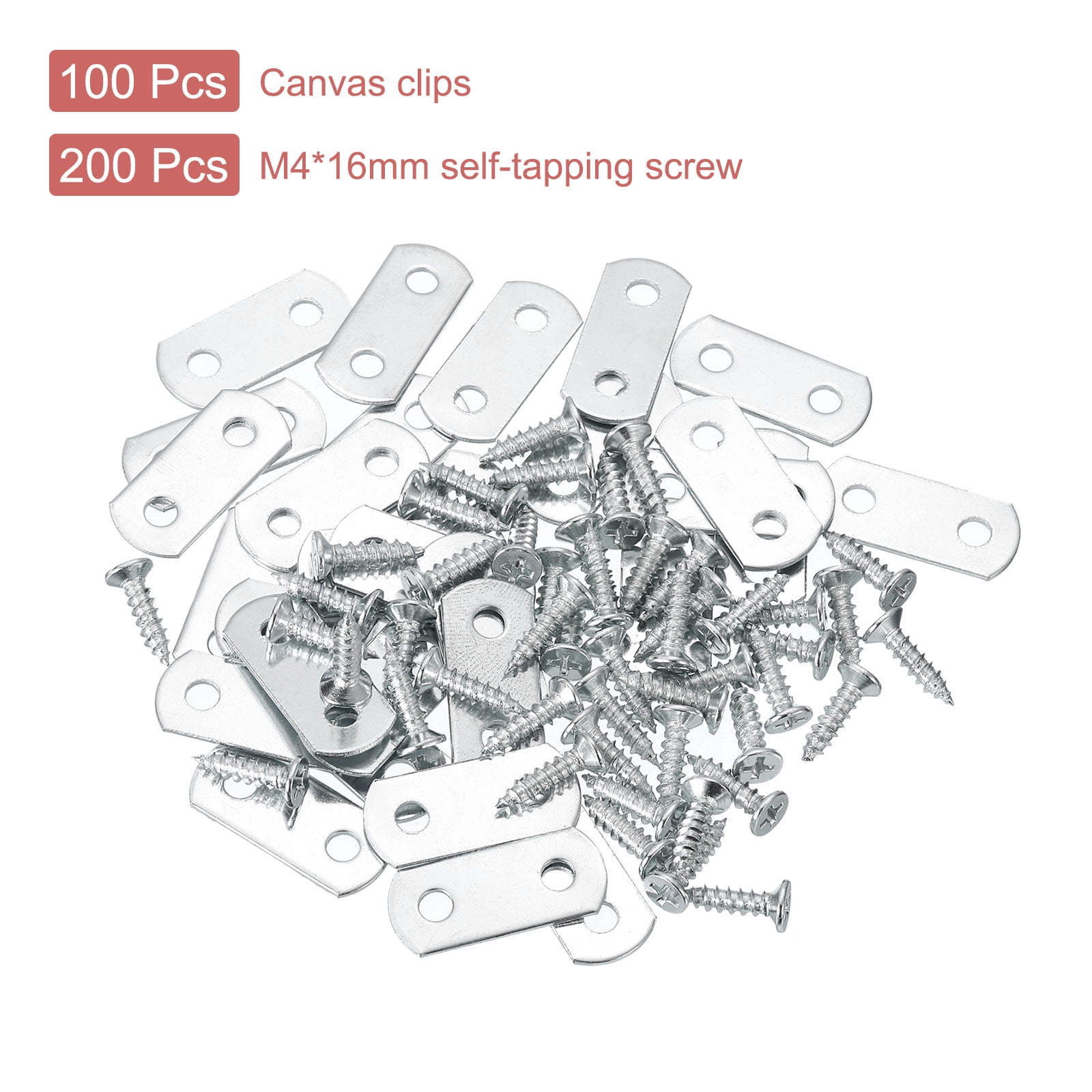 Uxcell 100 Pack 0/0 Flush Canvas Clips, Picture Framing Mirror Clip with 2 Hole, Silver