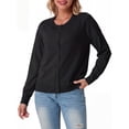 thumbnail image 2 of JWD Women Open Front Cardigan Buttons Long Sleeve Lightweight Knit Sweater Black 2XL, 2 of 6