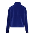 thumbnail image 5 of GERsome Cropped Sweatshirts for Women Long Sleeve Quarter Zip Solid Color Drawstring Hem Pullover Blue L, 5 of 9