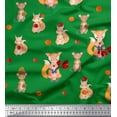 thumbnail image 1 of Soimoi Green Cotton Cambric Fabric Fox & Bunny Kids Printed Craft Fabric by the Yard 42 Inch Wide, 1 of 3