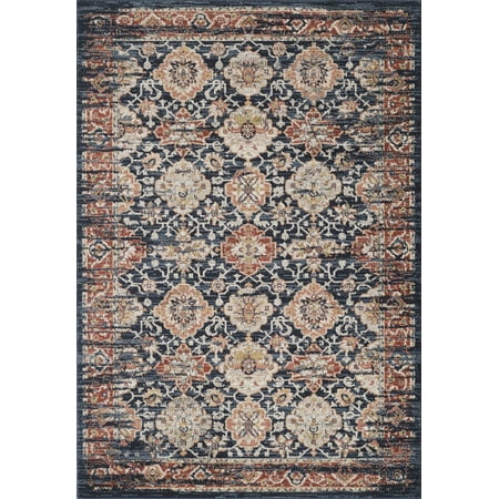 4x6' 2 Ply Polyester - Abani Vintage Pattern Large Area Rug 8x10, 5x7, 4x6, Turkish, Navy & Multi-Color