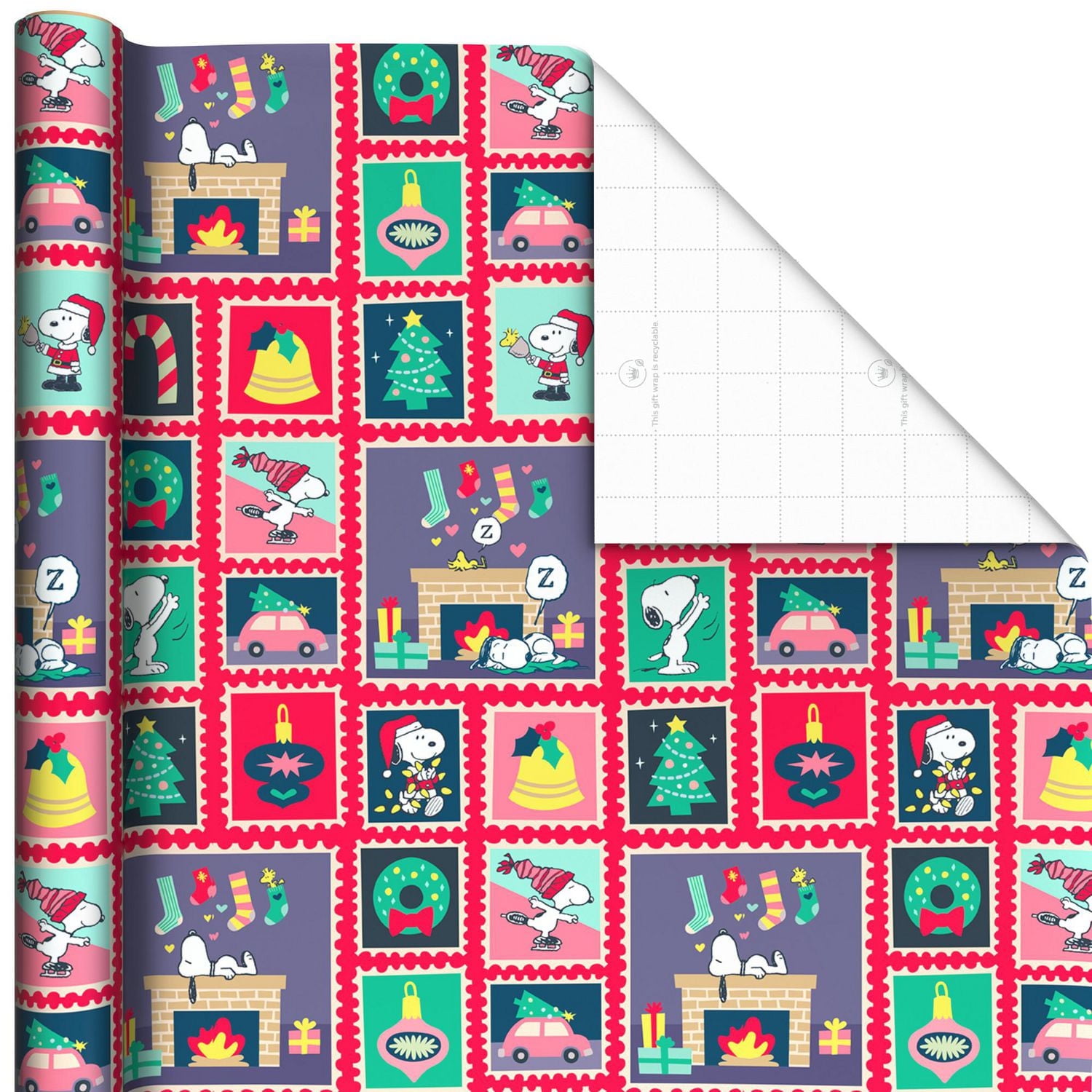 Hallmark Peanuts Christmas Wrapping Paper with Cutlines on Reverse (3 Rolls: 60 sq. ft.)