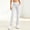 White, variant on YHAJDS Women Slim Yoga Pants Solid Color Mid Rise Long Trousers Arranged With Pockets
