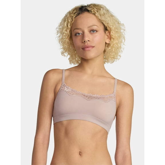 No Boundaries Fit Stretch Scoop Bralette with Lace, Women's XS-3XL