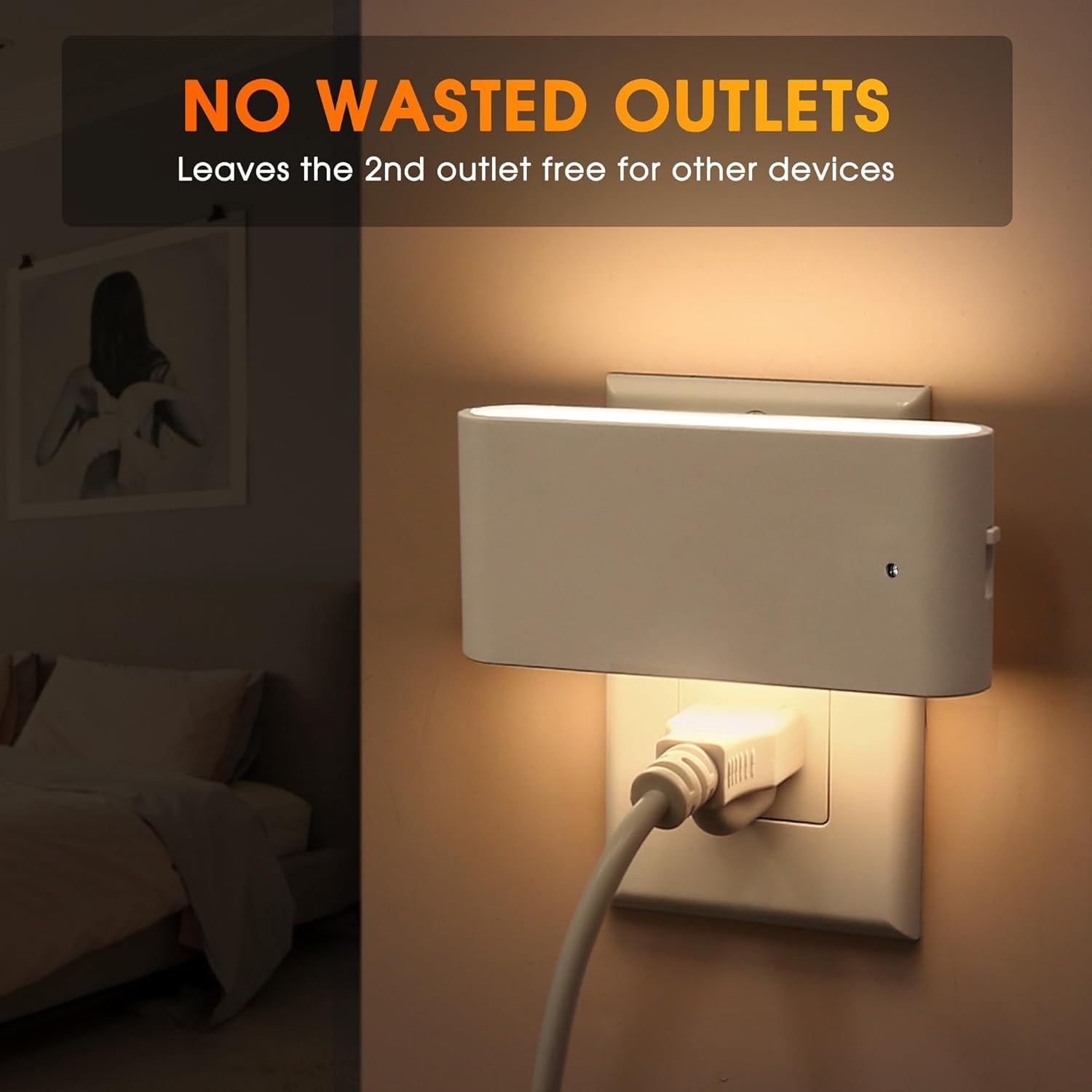 Night Lights Plug into Wall, LED Night Light with Dusk to Dawn Light Sensor, 2 Pack,Dimmable Night Light Plug in, 3000K Soft White Nightlight for Kids Room Bedroom Hallway Kitchen