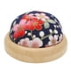thumbnail image 1 of Cojín de costura con base de madera, alfileteros de flores estampadas de poliéster, soporte para alfileres de tejer para el hogar, azul profundo kenally  HA7731-01B, 1 of 6