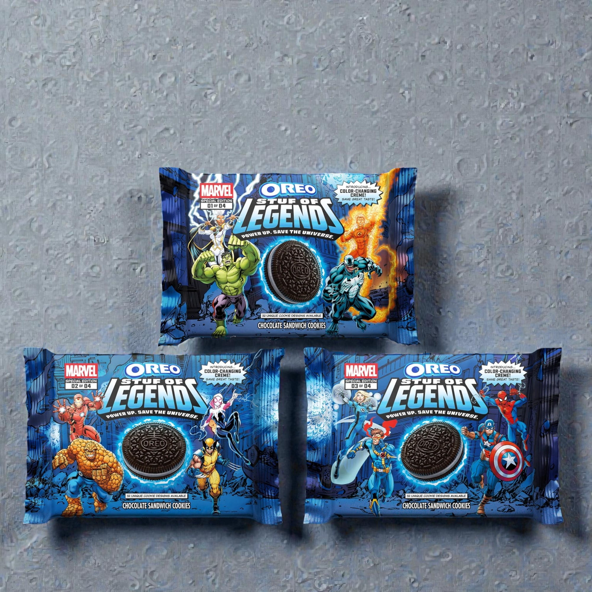 Oreo Marvel Stuf of Legends Special Edition Sandwich Cookies, Pack of THREE, 10.68oz Ea