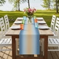 thumbnail image 4 of Table Runners 72 Inches Long Dress Scarves, Blue Ombre Farmhouse Kitchen/Dining Table Runner, Coffee Tablerunners, Modern Yellow Gradient Farmhouse Art 14x72 Inch, 4 of 9