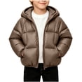 thumbnail image 2 of Agkizg Kids Boys Hooded Puffer Coat Lightweight Thick Zip Up Winter Jacket with Pockets Solid Color Warm Windproof Outerwear, 2 of 6
