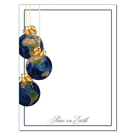Peace On Earth Letterhead Laser & InkJet Printer Paper - 8.5in.x11in. - 25 Sheets (olhx98125) - Holiday Stationery, Christmas Writing Paper