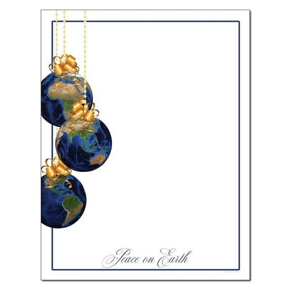 Peace On Earth Letterhead Laser & InkJet Printer Paper - 8.5in.x11in. - 25 Sheets (olhx98125) - Holiday Stationery, Christmas Writing Paper